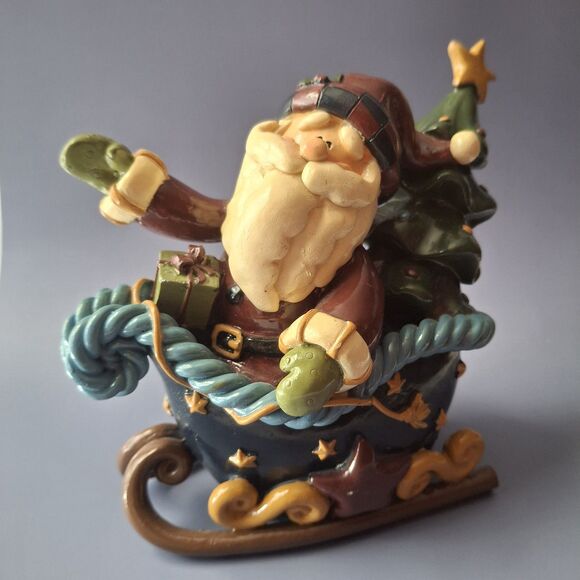 St. Nicholas Santa and Sleigh Resin Excellent Condition Christmas Tree Holiday - Picture 2 of 7